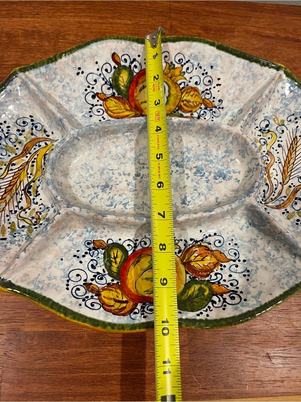 Bellocci hand-painted Italian ceramic antipasti serving tray fruit motif 14x10